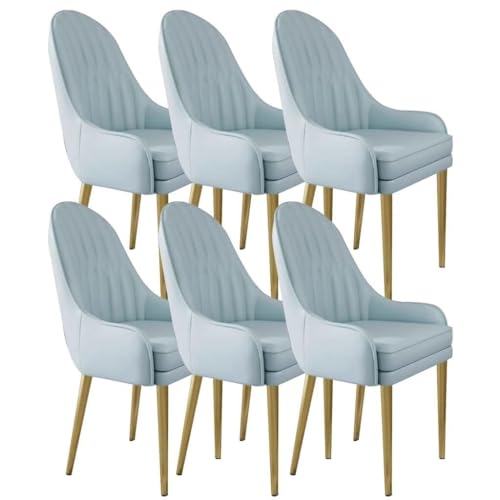 JIESOO Küchen-Esszimmerstühle 6er-Set Wohnzimmer-Lounge-Thekenstühle Mikrofaserleder Stabile Metallbeine Aus Karbonstahl for Büro Lounge Esszimmer Küche, Schlafzimmer(Haze Blue) von JIESOO