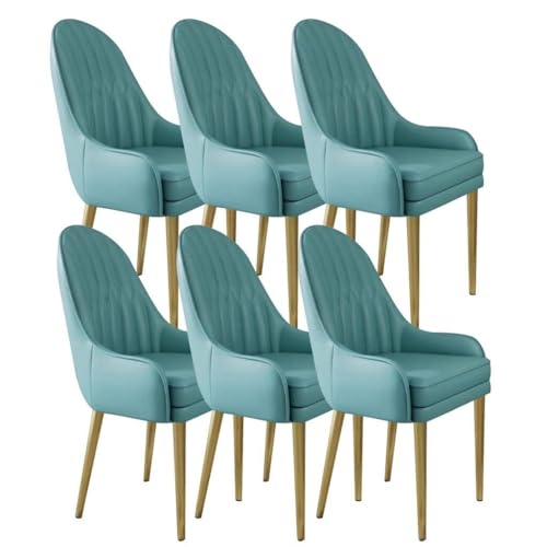 JIESOO Küchen-Esszimmerstühle 6er-Set Wohnzimmer-Lounge-Thekenstühle Mikrofaserleder Stabile Metallbeine Aus Karbonstahl for Büro Lounge Esszimmer Küche, Schlafzimmer(Lake Blue) von JIESOO