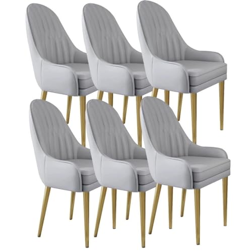 JIESOO Küchen-Esszimmerstühle 6er-Set Wohnzimmer-Lounge-Thekenstühle Mikrofaserleder Stabile Metallbeine Aus Karbonstahl for Büro Lounge Esszimmer Küche, Schlafzimmer(Light Grey) von JIESOO