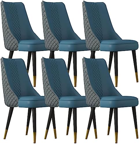 JIESOO Küchen-Esszimmerstühle 6er-Set Wohnzimmerstühle Aus Mikrofaser-Leder Schlafzimmer Ehezimmer Balkon Sofa Stuhl Holzbeine(D) von JIESOO