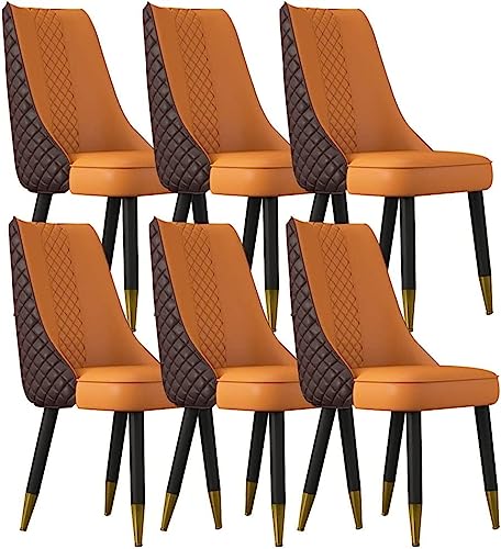JIESOO Küchen-Esszimmerstühle 6er-Set Wohnzimmerstühle Aus Mikrofaser-Leder Schlafzimmer Ehezimmer Balkon Sofa Stuhl Holzbeine(F) von JIESOO