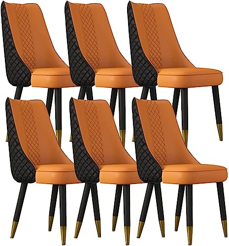 JIESOO Küchen-Esszimmerstühle 6er-Set Wohnzimmerstühle Aus Mikrofaser-Leder Schlafzimmer Ehezimmer Balkon Sofa Stuhl Holzbeine(H) von JIESOO