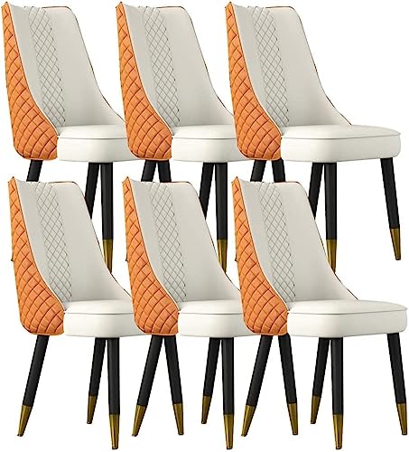 JIESOO Küchen-Esszimmerstühle 6er-Set Wohnzimmerstühle Aus Mikrofaser-Leder Schlafzimmer Ehezimmer Balkon Sofa Stuhl Holzbeine(P) von JIESOO