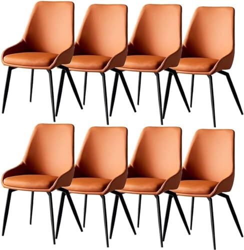 JIESOO Küchen-Esszimmerstühle 8er-Set Lounge-Thekenstühle Mikrofaserleder Wohnzimmer Stabile Metallbeine Karbonstahl for Büro, Lounge, Esszimmer, Küche(Orange) von JIESOO