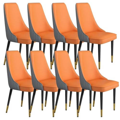 JIESOO Küchen Esszimmerstühle 8er-Set Wohnzimmerstühle Aus Mikrofaser-Leder Stabile Beine Aus Karbonstahl for Büro Lounge Esszimmer, Küche, Schlafzimmer(Cement Gray+orange) von JIESOO
