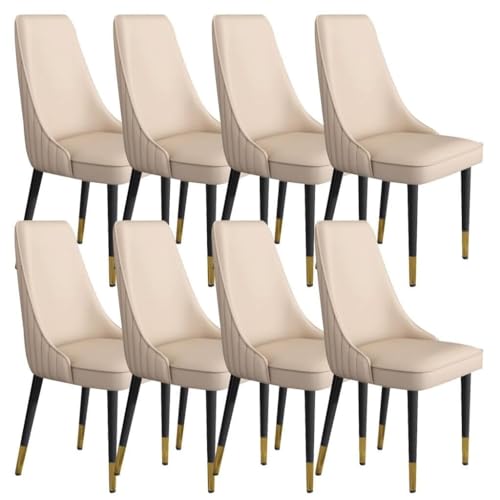 JIESOO Küchen Esszimmerstühle 8er-Set Wohnzimmerstühle Aus Mikrofaser-Leder Stabile Beine Aus Karbonstahl for Büro Lounge Esszimmer, Küche, Schlafzimmer(Khaki) von JIESOO