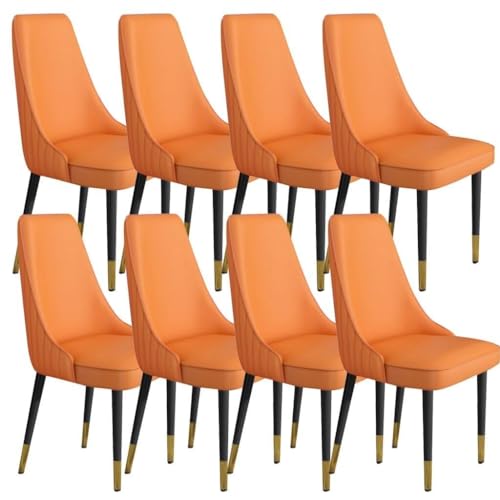 JIESOO Küchen Esszimmerstühle 8er-Set Wohnzimmerstühle Aus Mikrofaser-Leder Stabile Beine Aus Karbonstahl for Büro Lounge Esszimmer, Küche, Schlafzimmer(Orange) von JIESOO