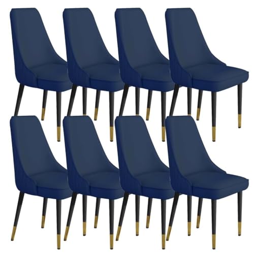 JIESOO Küchen Esszimmerstühle 8er-Set Wohnzimmerstühle Aus Mikrofaser-Leder Stabile Beine Aus Karbonstahl for Büro Lounge Esszimmer, Küche, Schlafzimmer(Sapphire Blue) von JIESOO