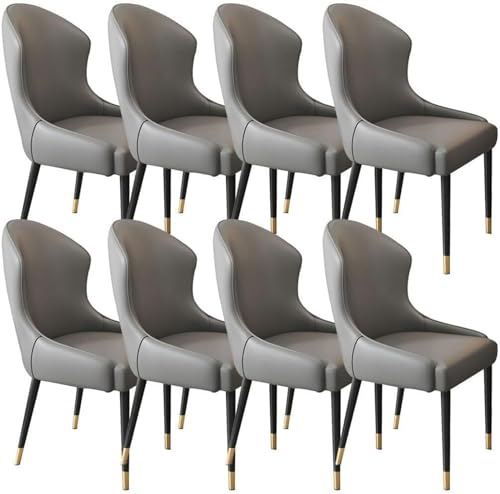 JIESOO Küchen Esszimmerstühle 8er-Set Wohnzimmerstühle Wasserdichter Beistellstuhl PU-Leder mit Metallbeinen(Dark Grey,Gold Leg) von JIESOO