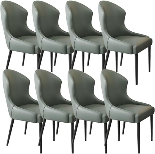 JIESOO Küchen Esszimmerstühle 8er-Set Wohnzimmerstühle Wasserdichter Beistellstuhl PU-Leder mit Metallbeinen(Green,Black Leg) von JIESOO