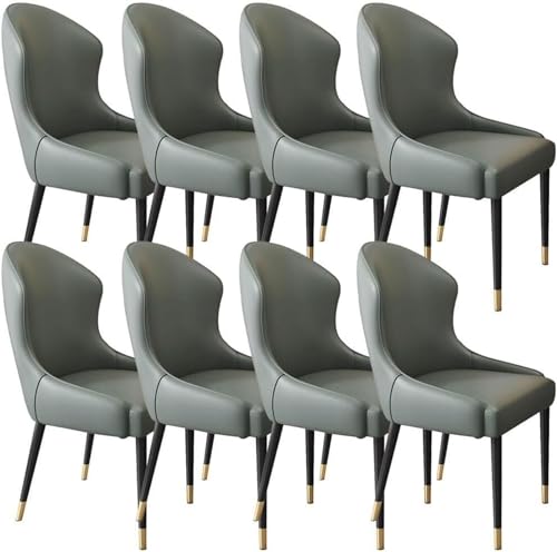 JIESOO Küchen Esszimmerstühle 8er-Set Wohnzimmerstühle Wasserdichter Beistellstuhl PU-Leder mit Metallbeinen(Green,Gold Leg) von JIESOO