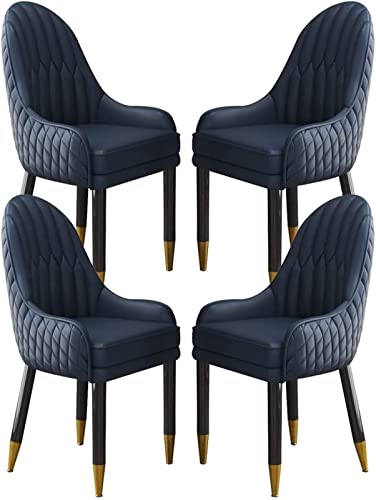 JIESOO Küchen-Esszimmerstuhl 4er-Set Wohnzimmer-Loungesessel Aus Künstlichem Mikrofaserleder Sofastuhl for Schlafzimmer Balkon Beine Aus Massivem Holz(All Blue) von JIESOO
