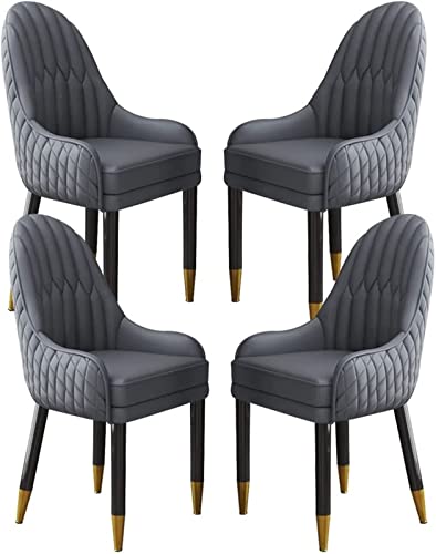 JIESOO Küchen-Esszimmerstuhl 4er-Set Wohnzimmer-Loungesessel Aus Künstlichem Mikrofaserleder Sofastuhl for Schlafzimmer Balkon Beine Aus Massivem Holz(All Cement Gray) von JIESOO