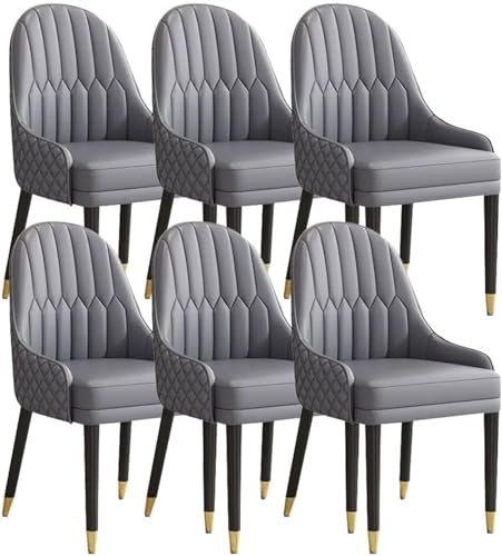 JIESOO Küchen Esszimmerstuhl-Set mit 6 Stück,Schreibtischstuhl Haushalt Ergonomischer Sitz Sessel mit Holzbeinen Mikrofaserleder for Büro, Lounge, Esszimmer, Küche(Full Cement Grey) von JIESOO
