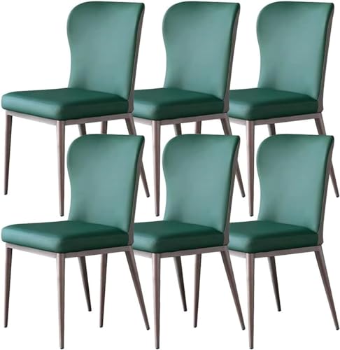 JIESOO Küchen-Seitenstühle aus Mikrofaser-Leder, ergonomischer Sitz, stabile Karbonstahl-Metallbeine, Esszimmerstühle für Büro, Lounge, Esszimmer, Küche, Schlafzimmer, Smaragdgrün, 6 Stück von JIESOO