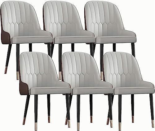 JIESOO Küchen Und Esszimmerstühle 6er-Set Moderne Wohnzimmer-Esszimmerstühle Aus Kunstleder mit Bequemem Gepolstertem Sitz Und Metallbeinen Heimrestaurantstühle(Gray+Brown) von JIESOO