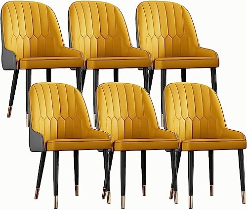 JIESOO Küchen Und Esszimmerstühle 6er-Set Moderne Wohnzimmer-Esszimmerstühle Aus Kunstleder mit Bequemem Gepolstertem Sitz Und Metallbeinen Heimrestaurantstühle(Yellow+Gray) von JIESOO