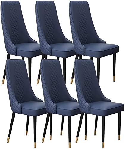 JIESOO Küchen Und Esszimmerstühle 6er-Set Wohnzimmer Lounge Thekenstühle Aus Mikrofaserleder Stabile Metallbeine Aus Karbonstahl(Blue,Golden Feet) von JIESOO