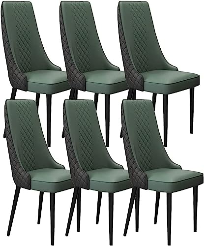 JIESOO Küchen Und Esszimmerstühle 6er-Set Wohnzimmer Lounge Thekenstühle Aus Mikrofaserleder Stabile Metallbeine Aus Karbonstahl(Dark Green+Black,Black Feet) von JIESOO