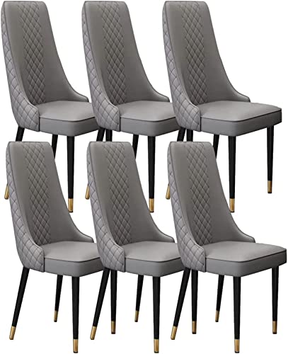 JIESOO Küchen Und Esszimmerstühle 6er-Set Wohnzimmer Lounge Thekenstühle Aus Mikrofaserleder Stabile Metallbeine Aus Karbonstahl(Dark Grey,Golden Feet) von JIESOO