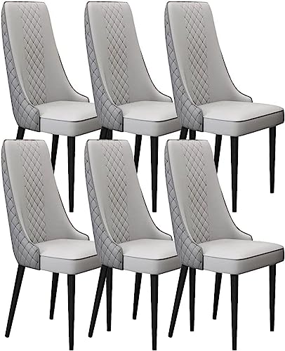 JIESOO Küchen Und Esszimmerstühle 6er-Set Wohnzimmer Lounge Thekenstühle Aus Mikrofaserleder Stabile Metallbeine Aus Karbonstahl(Light Grey+Dark Grey,Black Feet) von JIESOO