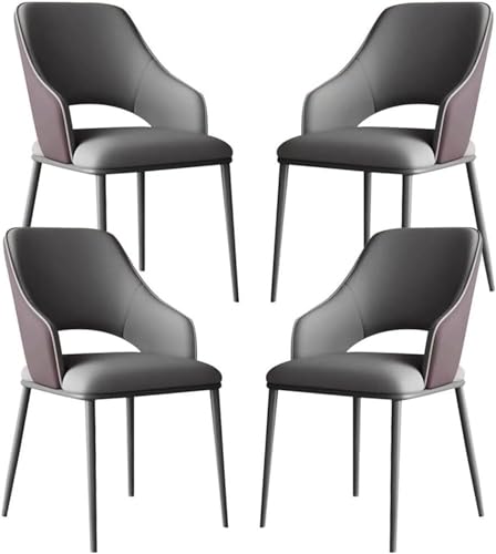 JIESOO Küchensessel-Set mit 4 Stück Esszimmerstühle Mikrofaser-Leder Lounge-Thekenstühle Wohnzimmer Stabile Metallbeine for Büro, Lounge, Esszimmer, Küche, Schlafzimmer(Dark Grey+Brown) von JIESOO