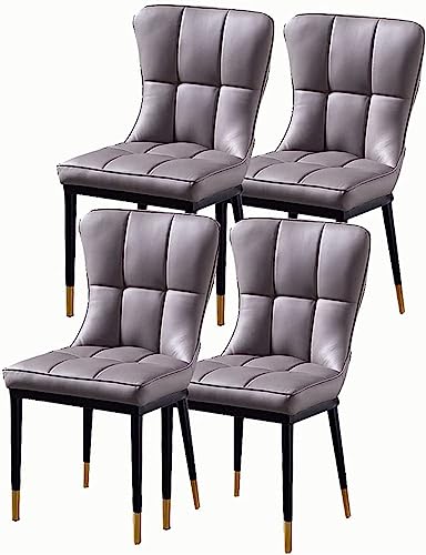 JIESOO Küchenstühle 4er-Set Esszimmerstuhl PU-Leder Modernes Design Weich Gepolsterter Sitz mit Stuhlbeinen Aus Metall for Büro Lounge Esszimmer Küche Schlafzimmer(Light Gray) von JIESOO