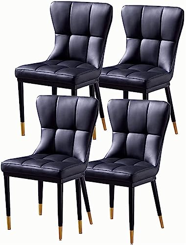 JIESOO Küchenstühle 4er-Set Esszimmerstuhl PU-Leder Modernes Design Weich Gepolsterter Sitz mit Stuhlbeinen Aus Metall for Büro Lounge Esszimmer Küche Schlafzimmer(Negro) von JIESOO