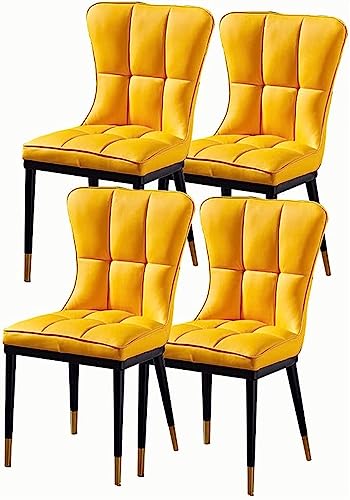 JIESOO Küchenstühle 4er-Set Esszimmerstuhl PU-Leder Modernes Design Weich Gepolsterter Sitz mit Stuhlbeinen Aus Metall for Büro Lounge Esszimmer Küche Schlafzimmer(Yellow) von JIESOO