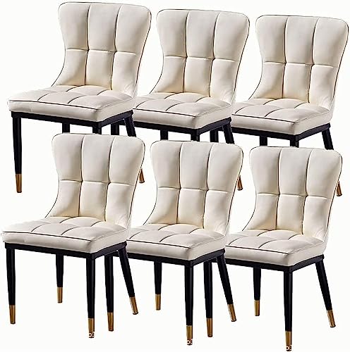 JIESOO Küchenstühle 6er-Set PU-Leder Modernes Design Esszimmerstuhl Weich Gepolsterter Sitz Mit Metallbeinen for Büro Lounge Esszimmer Küche Schlafzimmer(Beige) von JIESOO