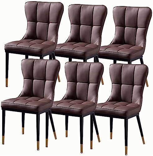 JIESOO Küchenstühle 6er-Set PU-Leder Modernes Design Esszimmerstuhl Weich Gepolsterter Sitz Mit Metallbeinen for Büro Lounge Esszimmer Küche Schlafzimmer(Brown) von JIESOO