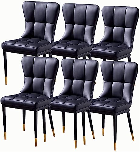 JIESOO Küchenstühle 6er-Set PU-Leder Modernes Design Esszimmerstuhl Weich Gepolsterter Sitz Mit Metallbeinen for Büro Lounge Esszimmer Küche Schlafzimmer(Negro) von JIESOO
