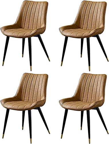 JIESOO Künstliche PU-Leder-Küchenstühle 4er-Set, Mit Rückenlehne Metallbeinen Esszimmerstühle Retro-Wohnzimmer, Schlafzimmer, Balkonstuhl(Yellow) von JIESOO