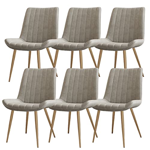 JIESOO Leder Küchenstuhl,Esszimmerstühle 6er Set,Moderne Einfachheit Schlafzimmer Ehezimmer Balkon Sofa Stuhl Schminktisch Schminkstuhl(Beige) von JIESOO
