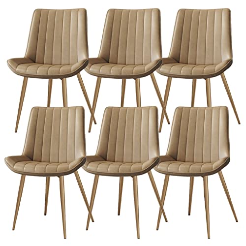 JIESOO Leder Küchenstuhl,Esszimmerstühle 6er Set,Moderne Einfachheit Schlafzimmer Ehezimmer Balkon Sofa Stuhl Schminktisch Schminkstuhl(Camel) von JIESOO