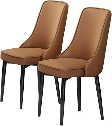 JIESOO Moderne Esszimmerstühle 2er-Set Küchen-Esszimmermöbel Stühle Aus PU-Leder mit Hoher Rückenlehne Gepolsterter Weicher Sitz Beine Aus Kohlenstoffstahl(Brown) von JIESOO