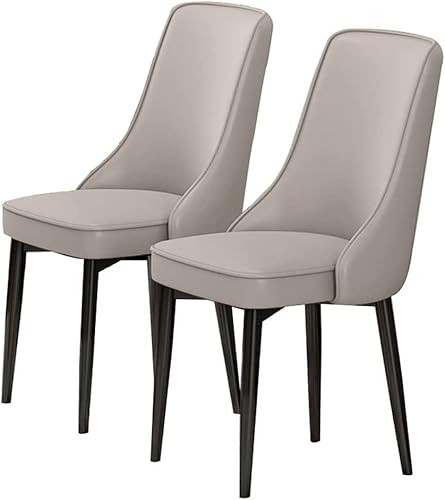 JIESOO Moderne Esszimmerstühle 2er-Set Küchen-Esszimmermöbel Stühle Aus PU-Leder mit Hoher Rückenlehne Gepolsterter Weicher Sitz Beine Aus Kohlenstoffstahl(Light Gray) von JIESOO