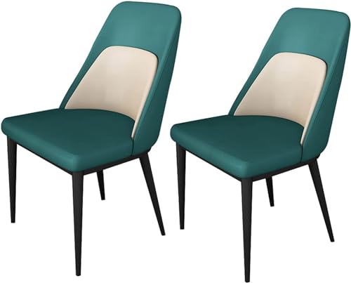 JIESOO Moderne Esszimmerstühle 2er-Set Küchenstühle mit Rückenlehne Aus Künstlichem Mikrofaserleder Beistellstühle Wohnzimmer (Color : Green) von JIESOO
