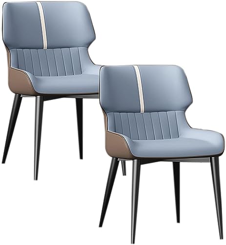 JIESOO Moderne Esszimmerstühle 2er-Set Küchenstuhl mit Metallbeinen Gepolsterter Leder-Esszimmerstuhl for Esszimmer Wohnzimmer Wartezimmer Küche(A Light Blue Coffee) von JIESOO