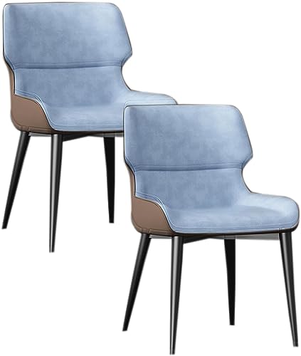JIESOO Moderne Esszimmerstühle 2er-Set Küchenstuhl mit Metallbeinen Gepolsterter Leder-Esszimmerstuhl for Esszimmer Wohnzimmer Wartezimmer Küche(B Light Blue Coffee) von JIESOO