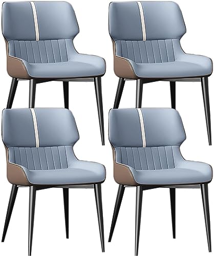 JIESOO Moderne Esszimmerstühle 4er-Set Küchenstuhl mit Metallbeinen Gepolsterter Leder-Esszimmerstuhl for Esszimmer Wohnzimmer Wartezimmer Küche(A Light Blue Coffee) von JIESOO