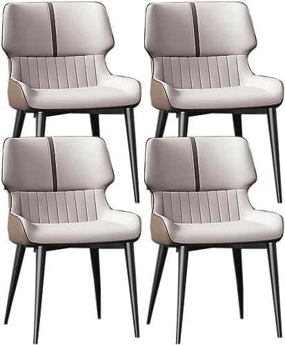 JIESOO Moderne Esszimmerstühle 4er-Set Küchenstuhl mit Metallbeinen Gepolsterter Leder-Esszimmerstuhl for Esszimmer Wohnzimmer Wartezimmer Küche(A Rice White Coffee) von JIESOO