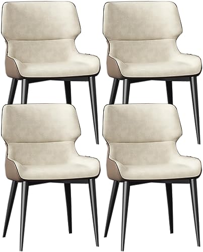 JIESOO Moderne Esszimmerstühle 4er-Set Küchenstuhl mit Metallbeinen Gepolsterter Leder-Esszimmerstuhl for Esszimmer Wohnzimmer Wartezimmer Küche(B Rice White Coffee) von JIESOO