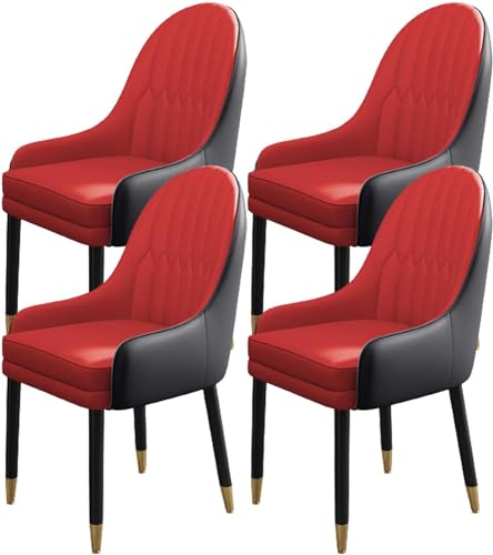 JIESOO Moderne Esszimmerstühle 4er-Set Moderne mit Mikrofaserleder Gepolsterte Küchenstühle mit Metallbeinen Und Ergonomischer Rückenlehne for Wohnzimmer Esszimmer Schlafzimmer(H) von JIESOO