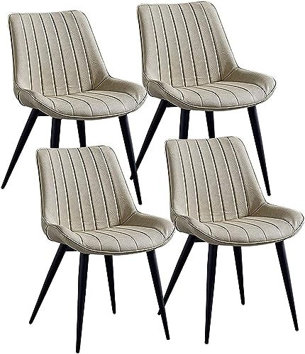JIESOO Moderne Esszimmerstühle 4er-Set Stabile Metallbeine Bürostuhl Kunstleder Gepolsterter Weicher Sitz Esszimmer Wohnzimmer Schlafzimmer Und Home Office-Stühle(Creamy-White) von JIESOO