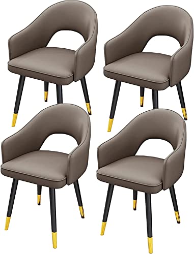 JIESOO Moderne Esszimmerstühle 4er-Set Wasserfeste Küchenstühle PU-Leder Mit Beinen Kohlenstoffstahl Moderne Gepolsterte Weiche Sitzmöbel Mit Hoher Rückenlehne(Dark Gray) von JIESOO