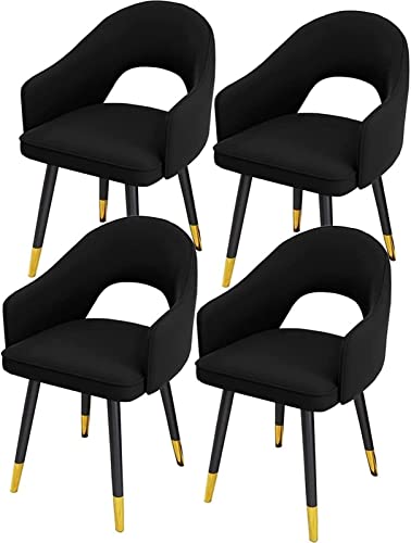 JIESOO Moderne Esszimmerstühle 4er-Set Wasserfeste Küchenstühle PU-Leder Mit Beinen Kohlenstoffstahl Moderne Gepolsterte Weiche Sitzmöbel Mit Hoher Rückenlehne(Negro) von JIESOO