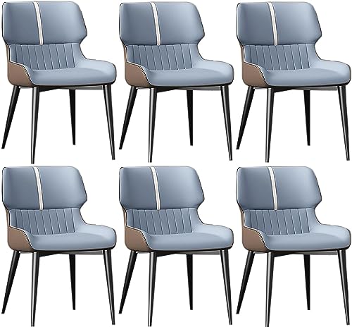 JIESOO Moderne Esszimmerstühle 6er-Set Küchenstuhl mit Metallbeinen Gepolsterter Leder-Esszimmerstuhl for Esszimmer Wohnzimmer Wartezimmer Küche(A Light Blue Coffee) von JIESOO