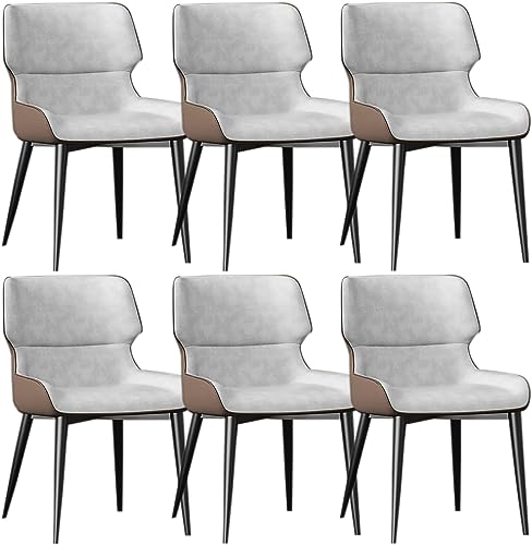 JIESOO Moderne Esszimmerstühle 6er-Set Küchenstuhl mit Metallbeinen Gepolsterter Leder-Esszimmerstuhl for Esszimmer Wohnzimmer Wartezimmer Küche(B Light Gray Coffee) von JIESOO
