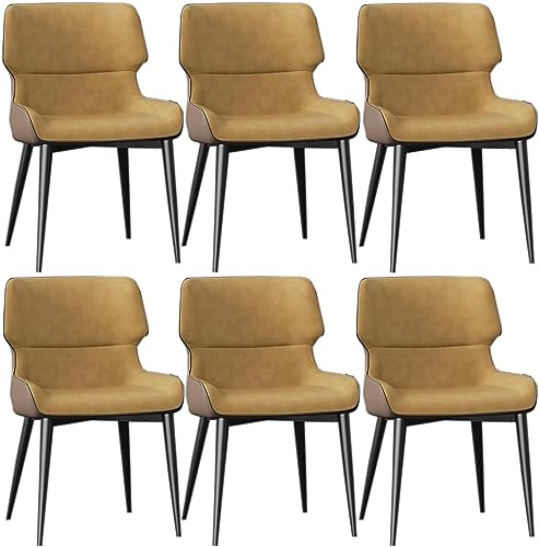 JIESOO Moderne Esszimmerstühle 6er-Set Küchenstuhl mit Metallbeinen Gepolsterter Leder-Esszimmerstuhl for Esszimmer Wohnzimmer Wartezimmer Küche(B Orange Coffee) von JIESOO